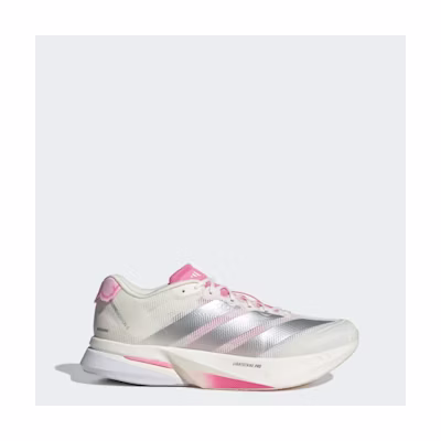 Adidas Adizero Boston 13 Running Shoes Core White/Silver Metallic/Bliss Pink
