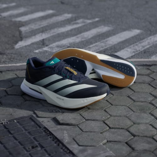 Cheap adidas Adizero Boston 13 夜靛/奇幻白/綠色跑鞋 KH8859