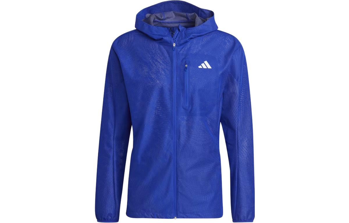 adidas Adizero Engineered Membrane Logo Hoodie Zip Jacket Blue - HS8790