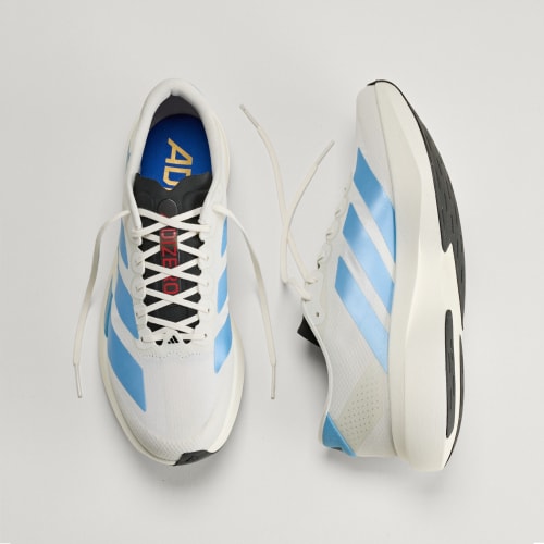 Shop adidas Adizero EVO SL Chaussures Running Blanc Cassé/Bleu Clair/Rouge Vif KI1492