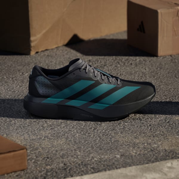 Shop 阿迪达斯 adizero EVO SL 黑色/纯蓝绿色/灰色四代鞋 JS4488