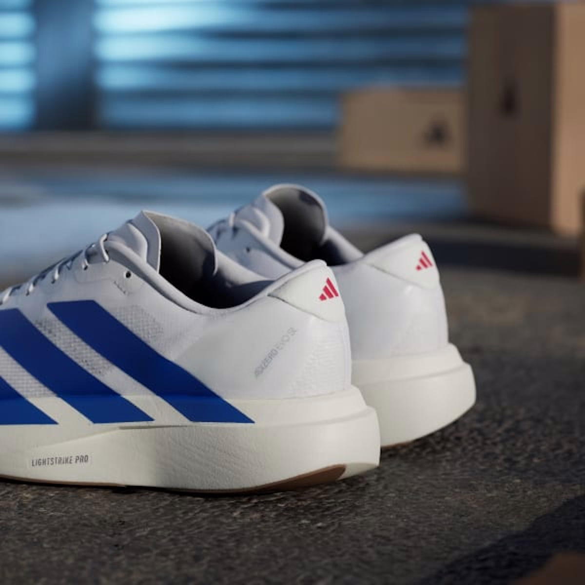 Adidas Adizero EVO SL Shoes Cloud White/Royal Blue/Pure Ruby