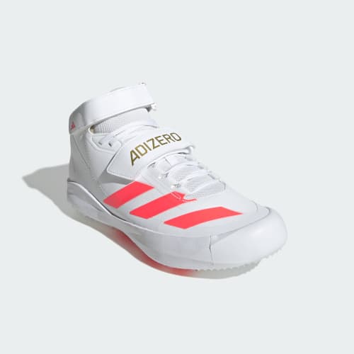Shop adidas Adizero Javelin 鉛球鞋 白/亮橘/金屬金 (田徑擲標鞋) KJ9552
