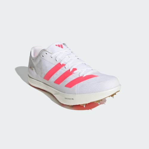 Shop adidas Adizero 跳遠釘鞋 雲白/核心黑/金屬金 田徑鞋 KJ9535
