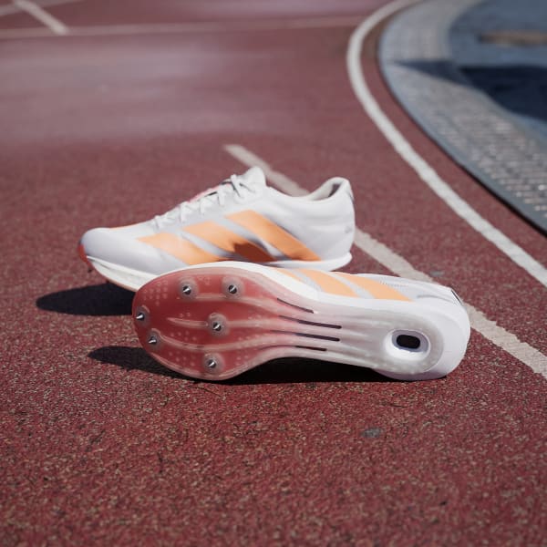 Shop Adidas Adizero Prime SP 4 Sprint-Spikes Cloud White/Lucid Orange/Lucid Red JQ0795