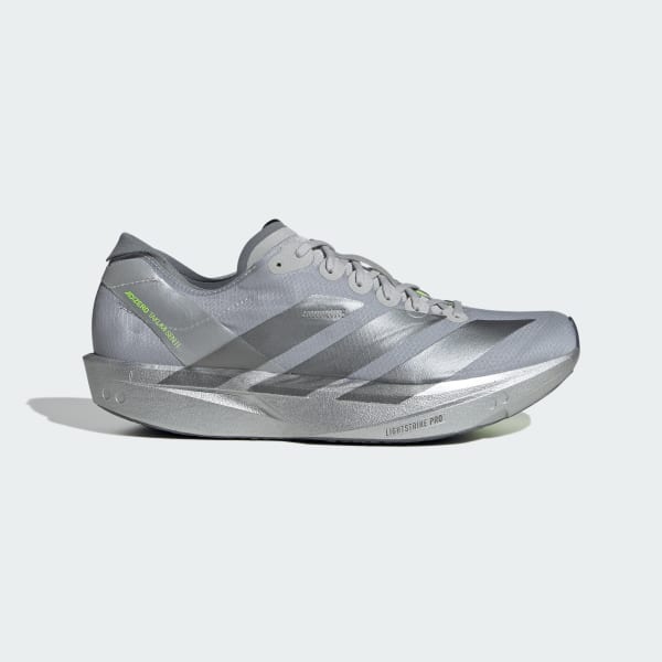 Adidas Adizero Takumi Sen 11 Running Shoes Silver Metallic/Iron Metallic/Lucid Lemon JQ2814