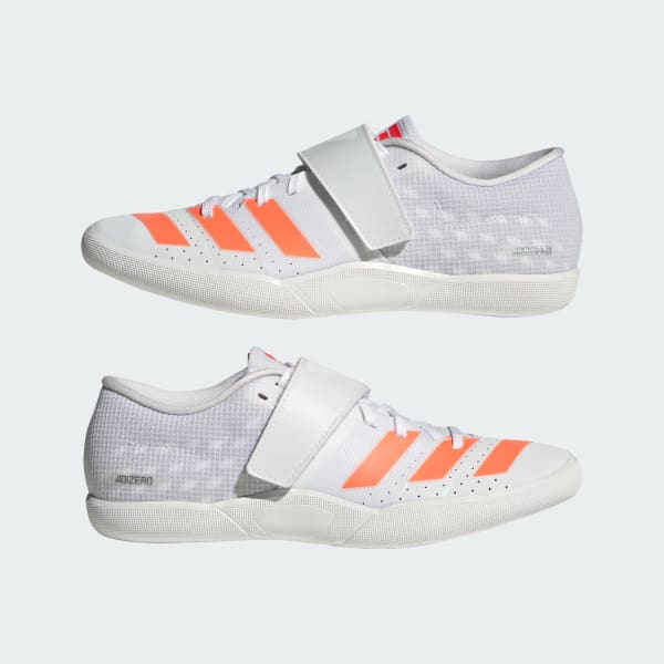 Sizing adidas Adizero Throws Kasut Balapan Putih/Orange Lucid/Merah Lucid JQ0808
