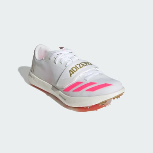 Shop adidas Adizero TJ/PV 三項跳/撐竿跳鞋 白色/黑色/金屬金 KJ9542