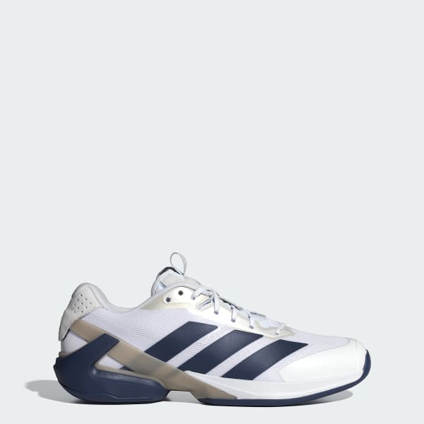 adidas Adizero Ubersonic 5 Tennis Shoes Cloud White/Dark Blue/Silver Metallic JR1736