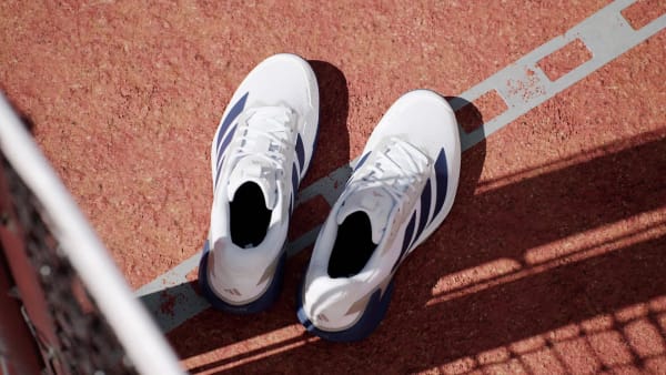Order adidas Adizero Ubersonic 5 Sepatu Tenis Putih/Biru Gelap/Perak Metalik JR1736