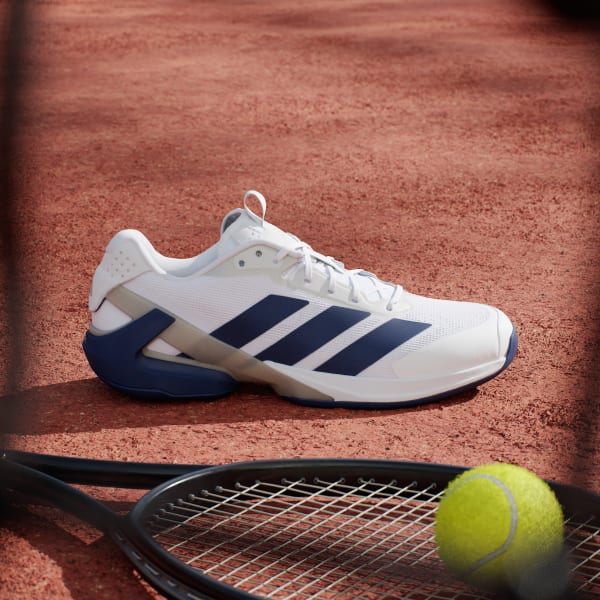 Lookbook adidas Adizero Ubersonic 5 Sepatu Tenis Putih/Biru Gelap/Perak Metalik JR1736