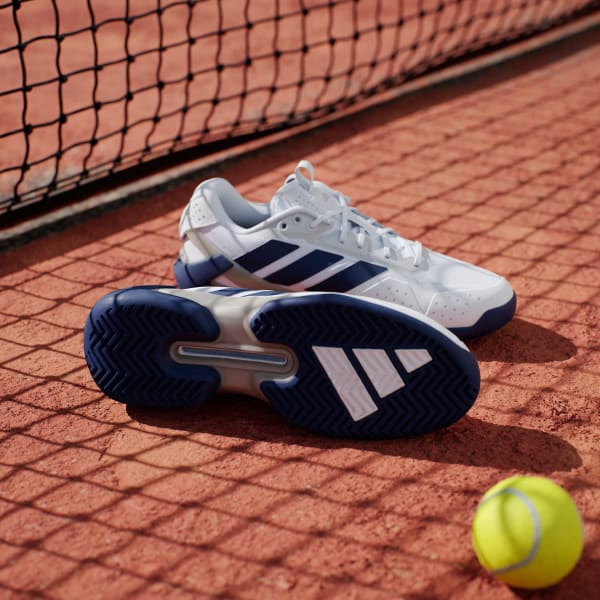 Shop adidas Adizero Ubersonic 5 Sepatu Tenis Putih/Biru Gelap/Perak Metalik JR1736