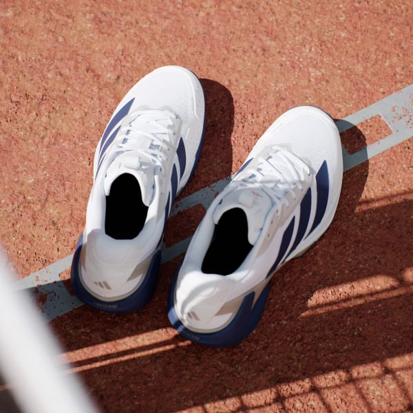Details for adidas Adizero Ubersonic 5 Sepatu Tenis Putih/Biru Gelap/Perak Metalik JR1736