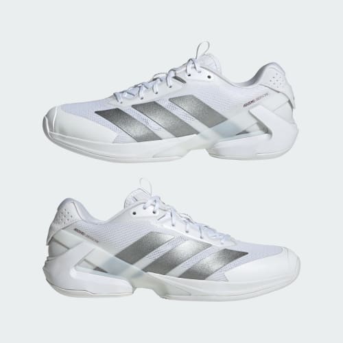 Sizing adidas Adizero Ubersonic 5 Tennisschoenen Wit/Grijs Metallic/Bordeaux KK4409