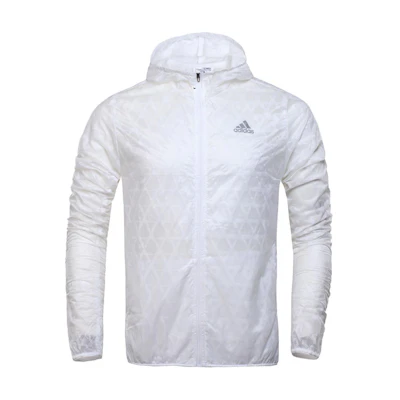 adidas Adizero White Hoodie Jacket with Letter Print and Zipper AP8193