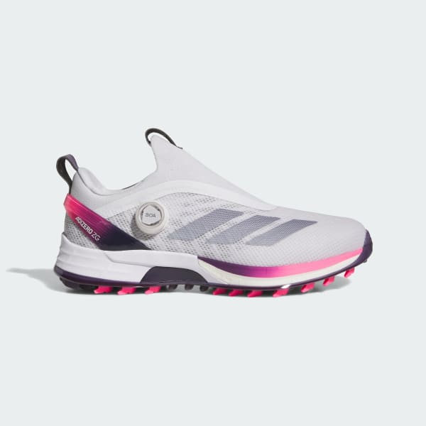 Buy Adidas Adizero ZG BOA 無釘高爾夫鞋 灰色/復古墨色/柔粉色 JQ7726
