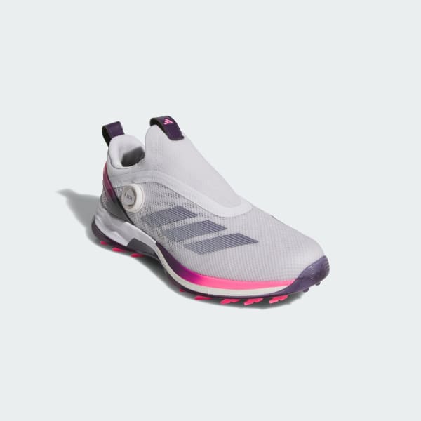 Shop Adidas Adizero ZG BOA 無釘高爾夫鞋 灰色/復古墨色/柔粉色 JQ7726