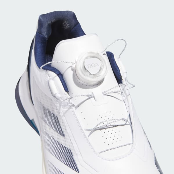 Cheap アディダス アディゼロ ZG ロー BOA スパイクレス ゴルフシューズ ホワイト/ネイビー/シルバーメタリック JS1767