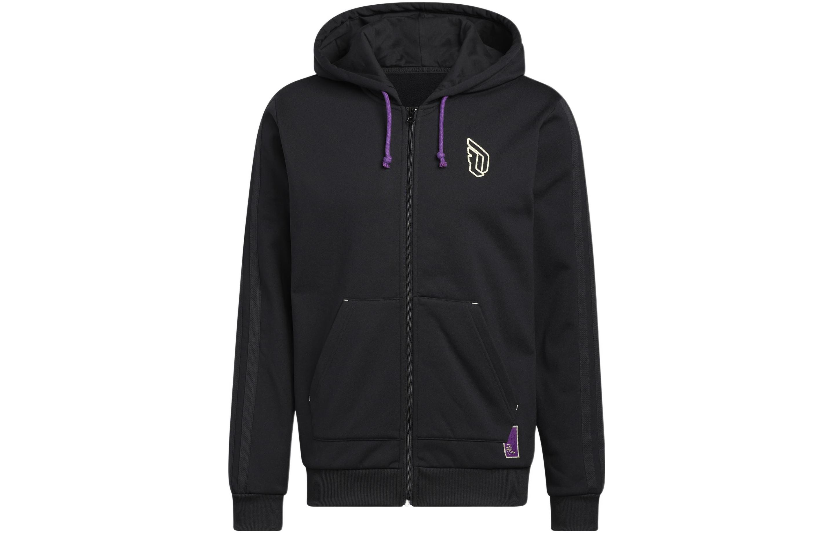 adidas Adjustable Drawstring Zip Hoodie Black Sports Jacket HG2130