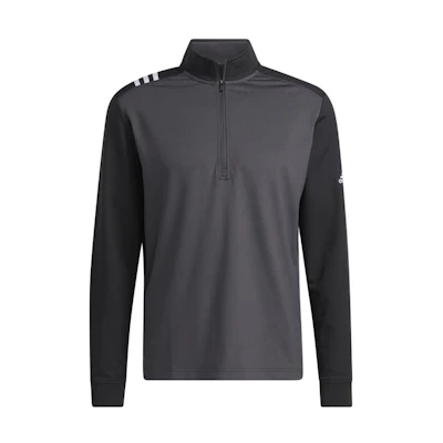adidas AdvAntage Half-Zip Striped Golf Pullover Long Sleeve - Black HD1028