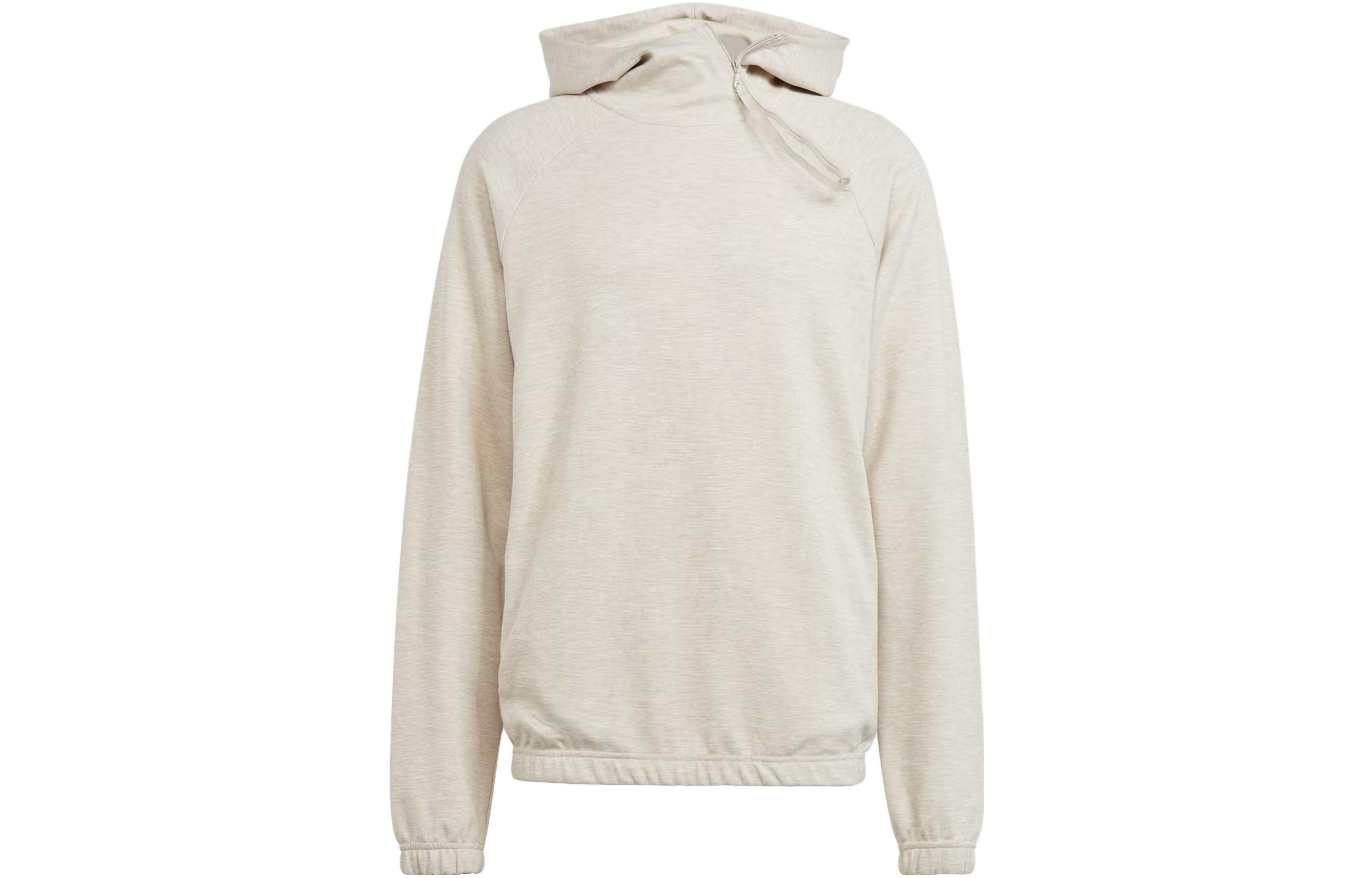 adidas Adventure Melange Hoodie Beige Loose-Fit Long-Sleeve Pullover IJ7458