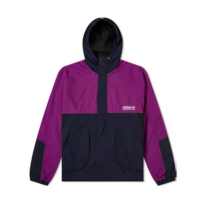 adidas Adventure Purple Colorblock Logo Embroidered Zip Hoodie Jacket H09047