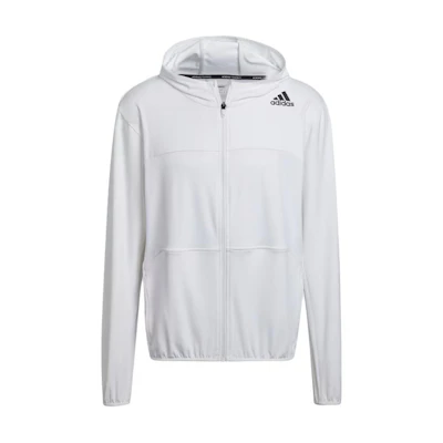 adidas AEROREADY White Hooded Zip-Up Training Jacket Long Sleeve HB9185