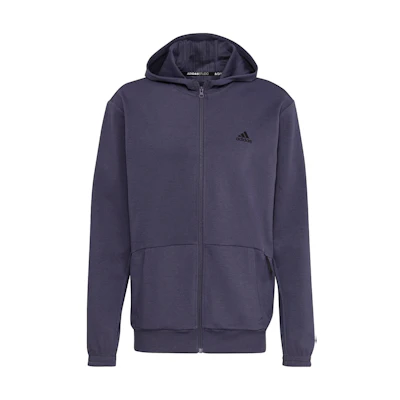 adidas AEROREADY Yoga Full-Zip Hoodie Navy Blue with Striped Logo Print HL2402