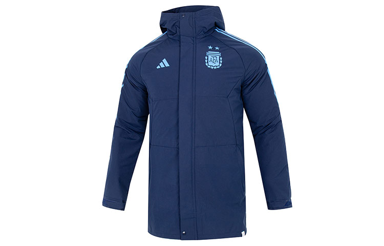 adidas AFA Stadium Parka Striped Hooded Jacket  Blue HF3912