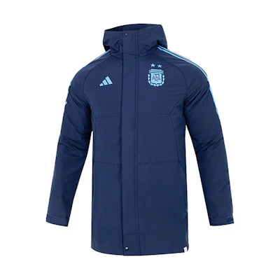 adidas AFA Stadium Parka Striped Hooded Jacket Blue HF3912