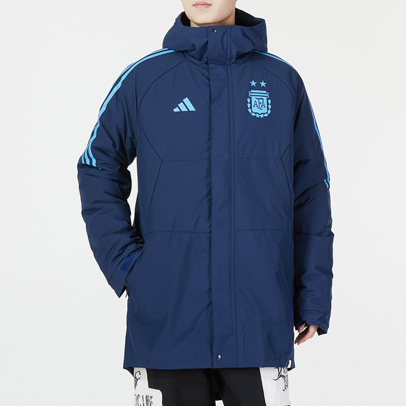 Shop adidas AFA Stadium Parka Striped Hooded Jacket  Blue HF3912
