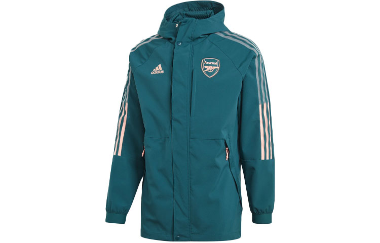 adidas AFC Arsenal Travel Jacket Green Hooded Football Outerwear FQ6890