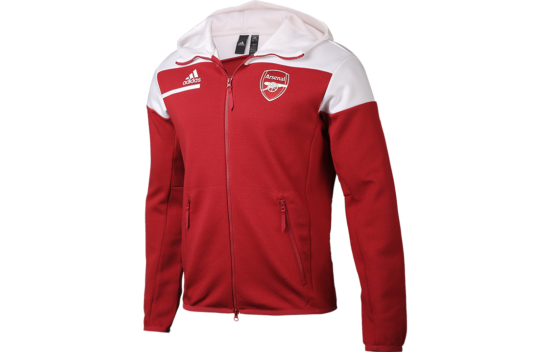 adidas AFC ZNE Arsenal Hoodie Jacket 20/21 Season Red White GN4760