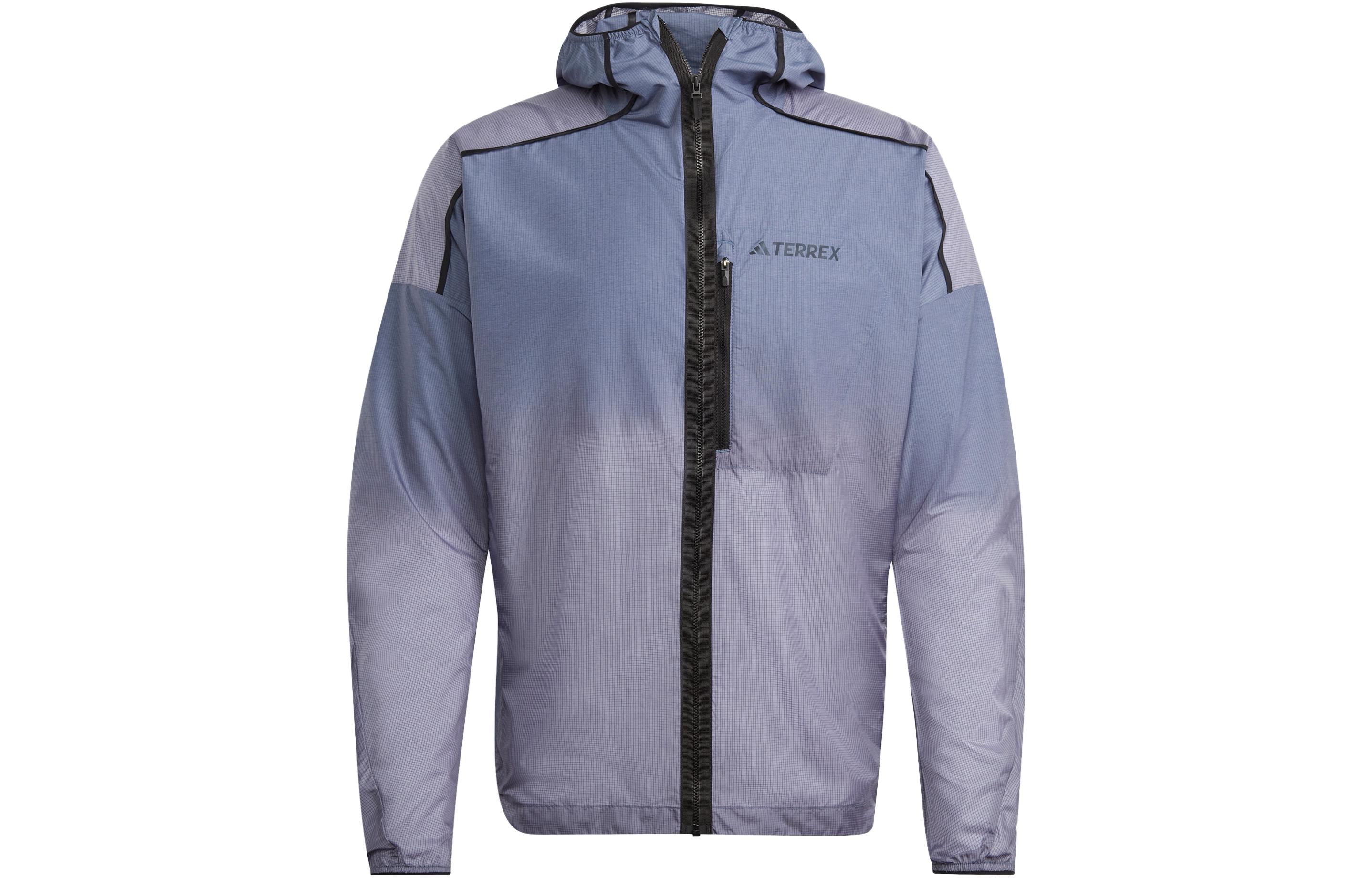 adidas Agravic Windweave Trail Gradient Logo Zip Hoodie Jacket - Teal-Grey HT9391