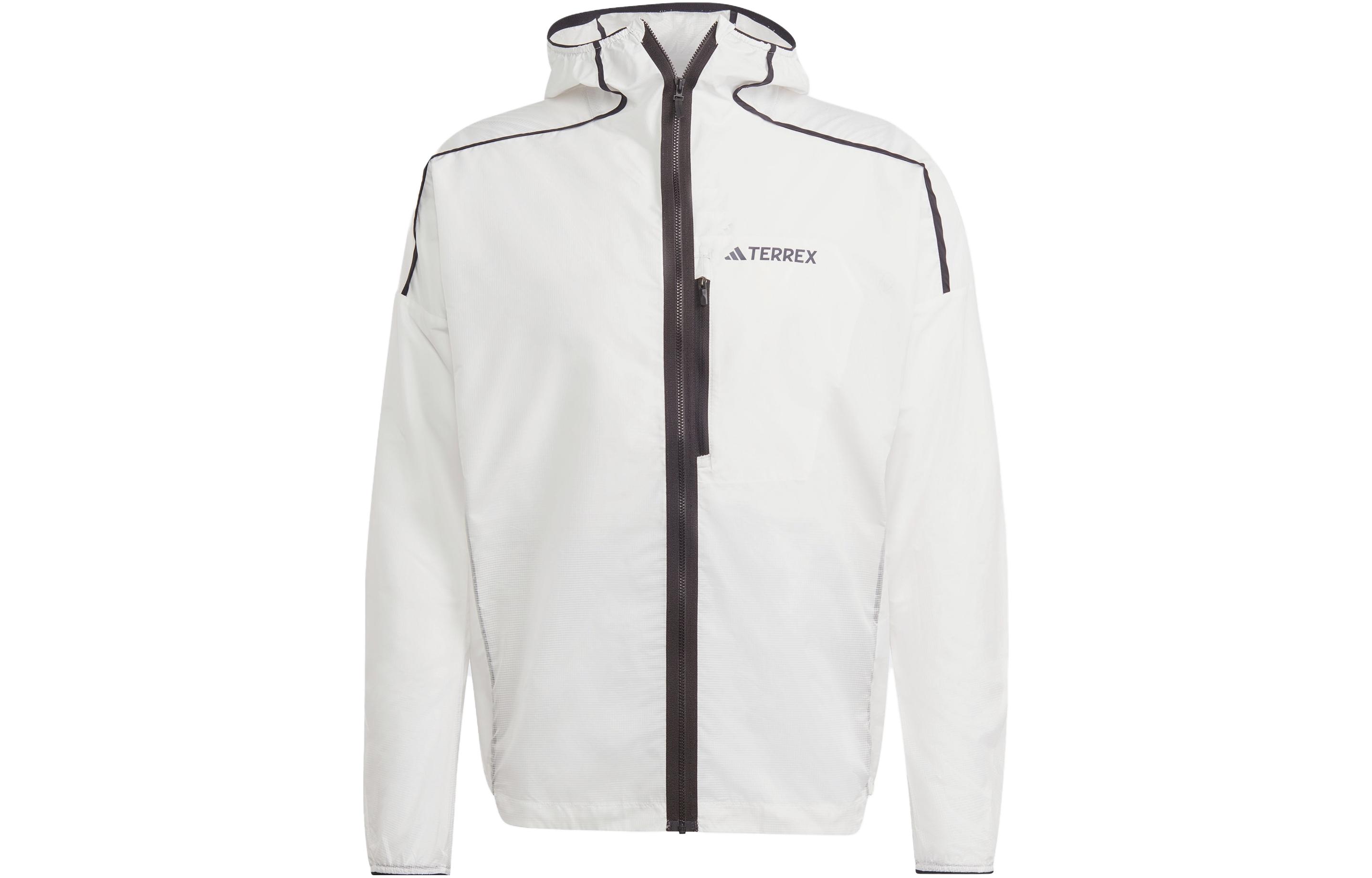adidas Agravic Windweave Trail Logo Zip Hoodie Jacket Men’s White HT9389