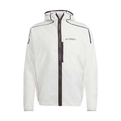 adidas Agravic Windweave Trail Logo Zip Hoodie Jacket Men’s White HT9389
