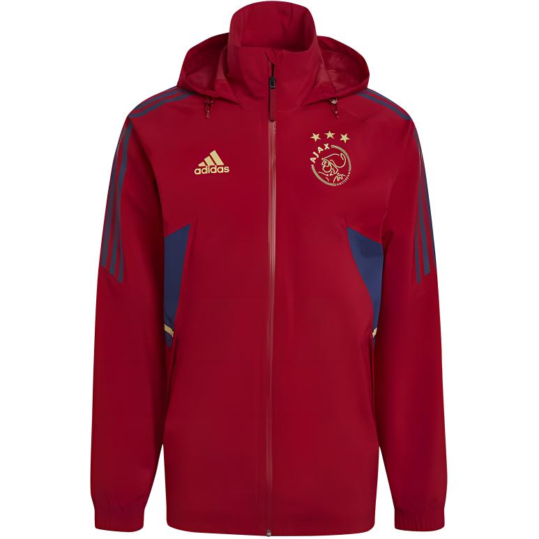 adidas Ajax Amsterdam Condivo 22 Victory Red Full-Zip Hoodie Jacket Men H58271