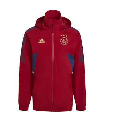 adidas Ajax Amsterdam Condivo 22 Victory Red Full-Zip Hoodie Jacket Men H58271