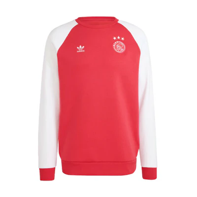adidas Ajax Amsterdam Essentials Trefoil Crew Sweatshirt Red Long Sleeve IL6041