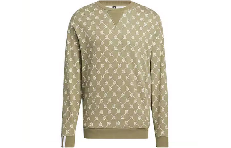 adidas All-Over Print Crewneck Sweatshirt Unisex Khaki Color HM1993