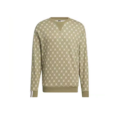 adidas All-Over Print Crewneck Sweatshirt Unisex Khaki Color HM1993