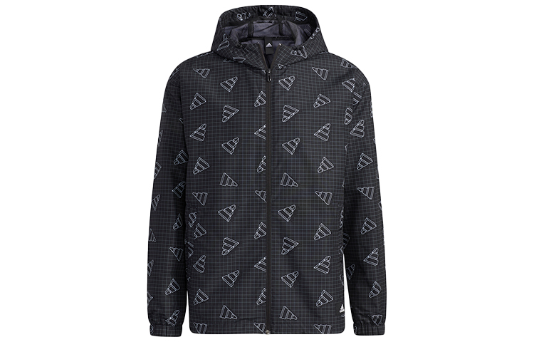 adidas All-Over Print Loose Fit Hoodie Jacket Black GP1825