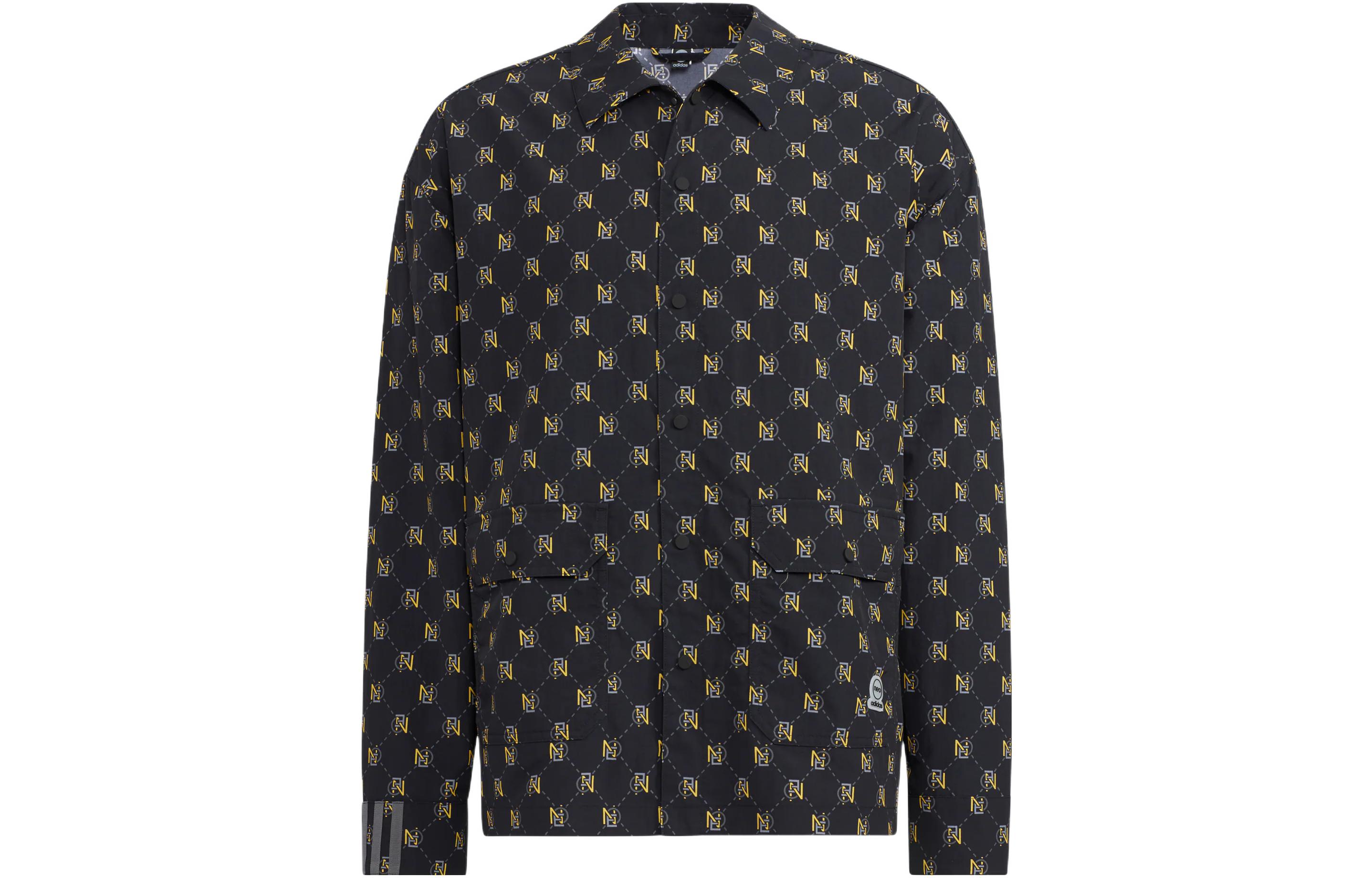 adidas All-Over Print Shirt Collar Jacket Black秋 Season HM2037