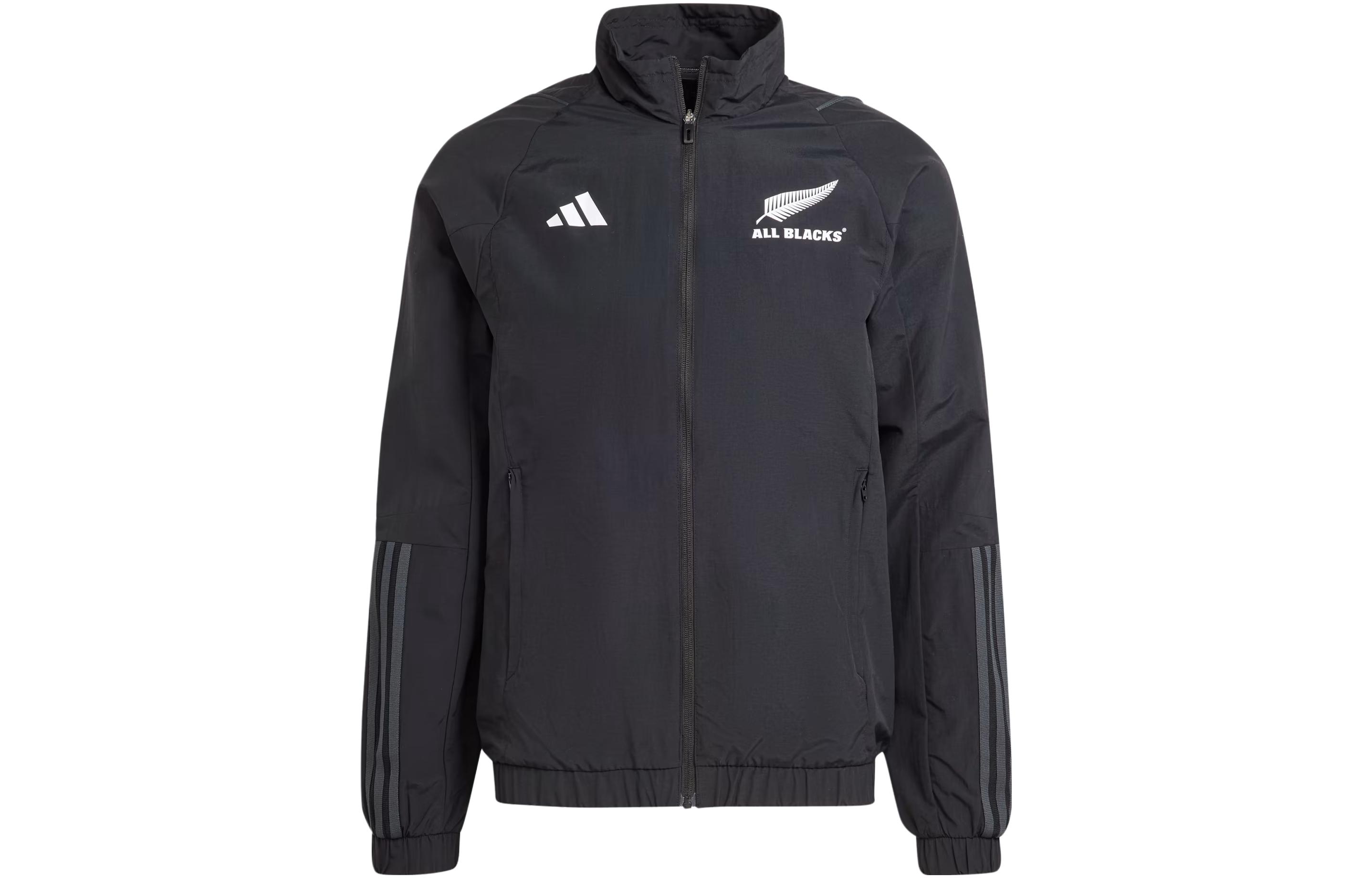 adidas All Blacks Rugby Black Logo Print Track Jacket Long Sleeve HZ4493