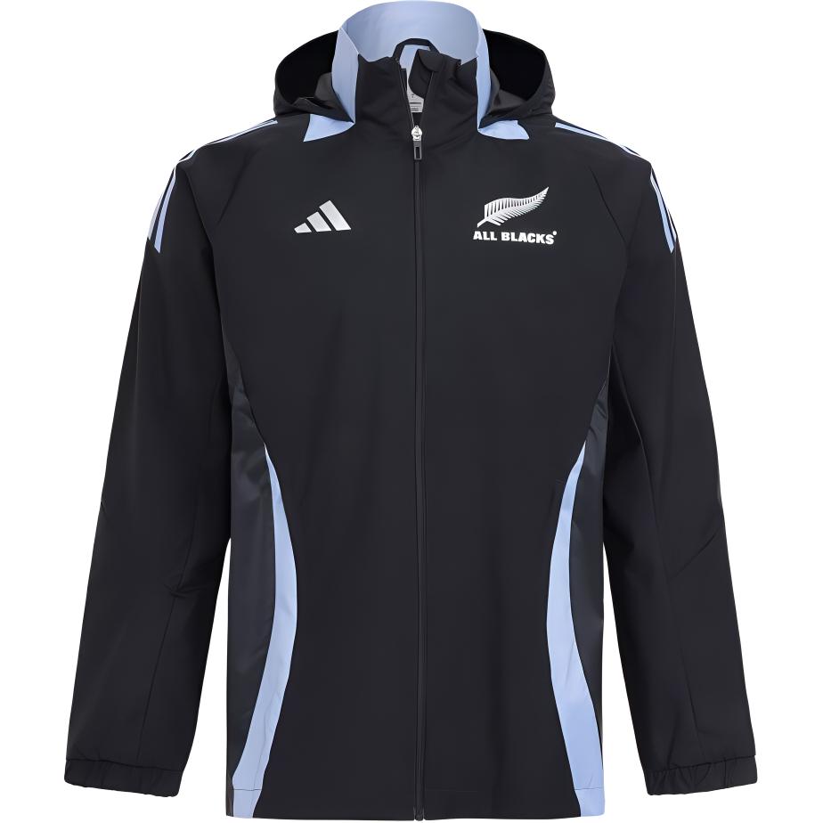 adidas All Blacks Rugby Windbreaker Hoodie Jacket Black IX0704