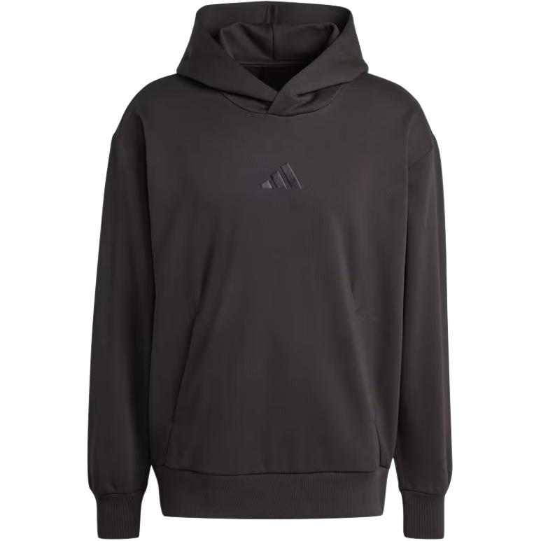 adidas All SZN Black Hoodie with Ribbed Cuffs and Small Logo IX1253