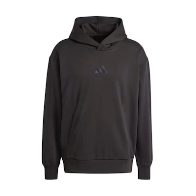 adidas All SZN Black Hoodie with Ribbed Cuffs and Small Logo IX1253
