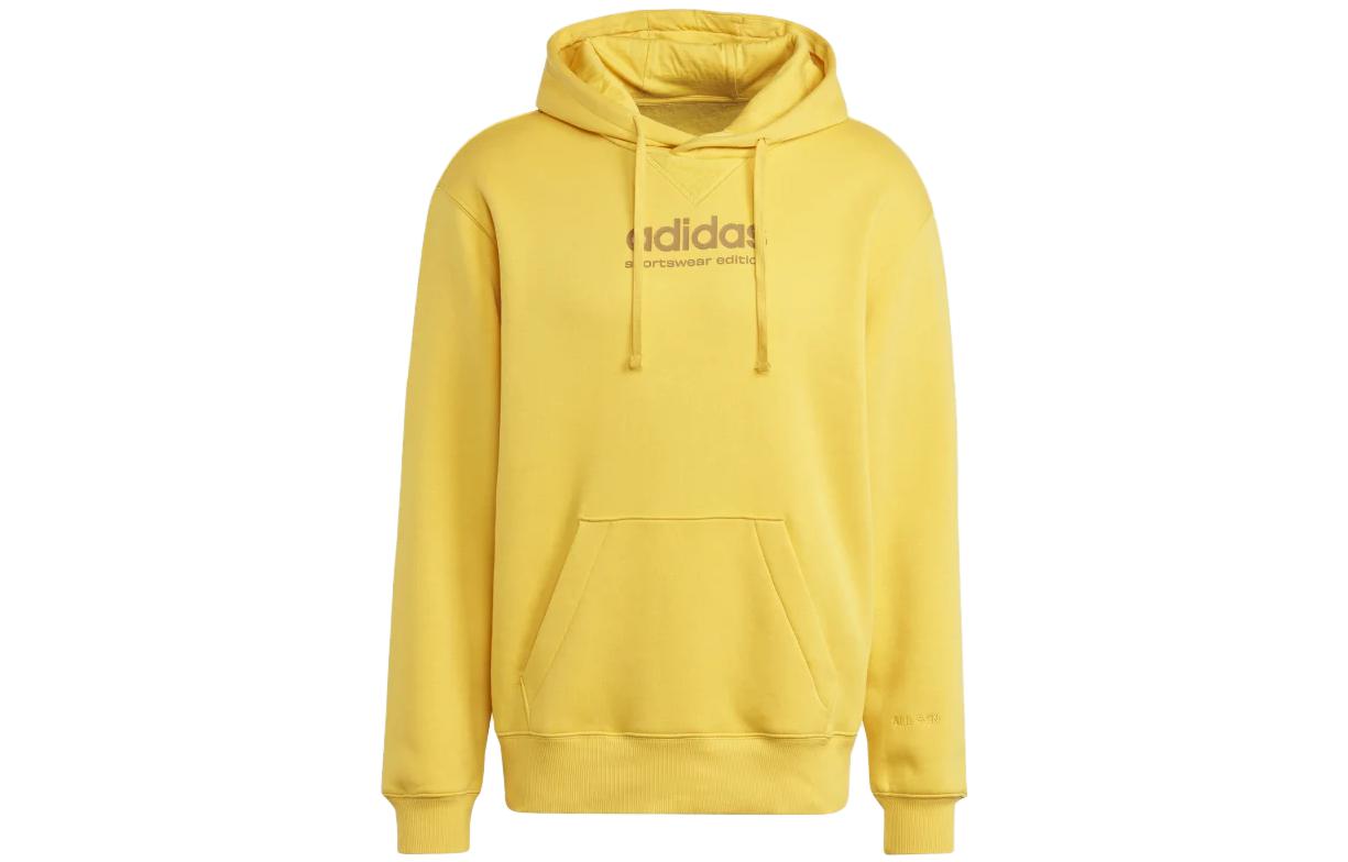 adidas All Szn Fleece Graphic Hoodie Gold Yellow Logo Print Long Sleeve IC9779