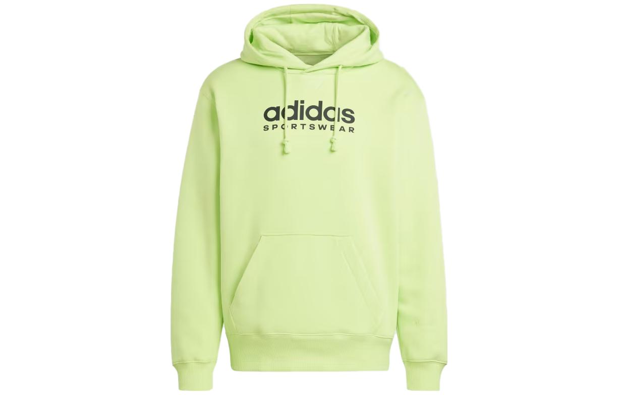 adidas All Szn Fleece Graphic Hoodie Green Letter Print Pullover IJ9425