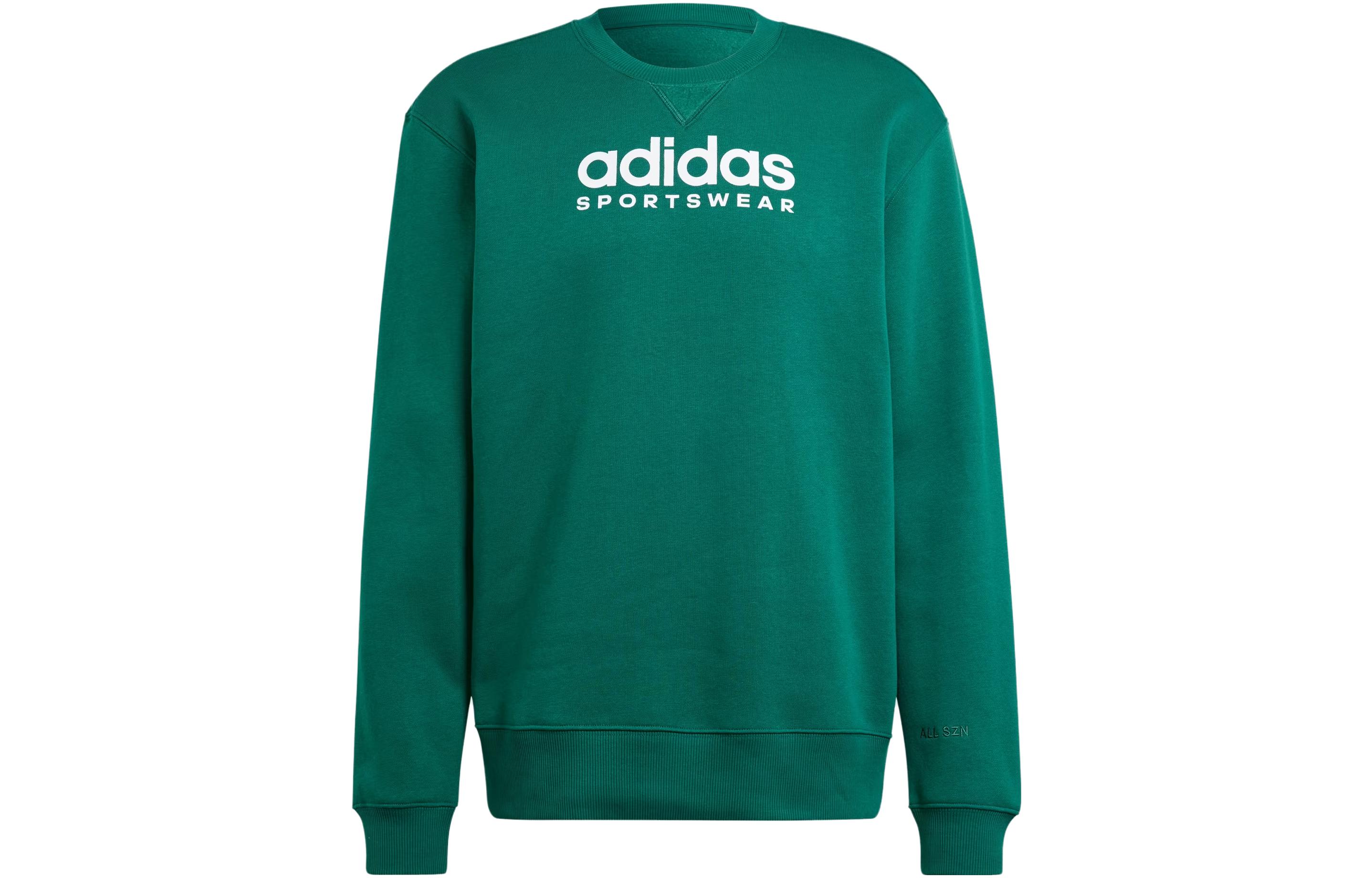 adidas All Szn Fleece Graphic Sweatshirt Green Loose-Fit Logo Crewneck IJ9440